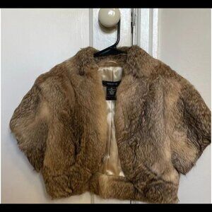 Arden B. EUC rabbit fur shawl jacket cover up bolero